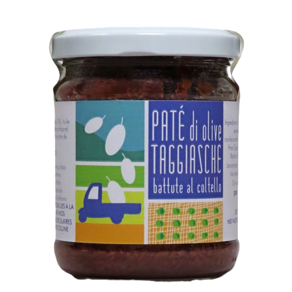 Paté de aceitunas Taggiasca picado a mano